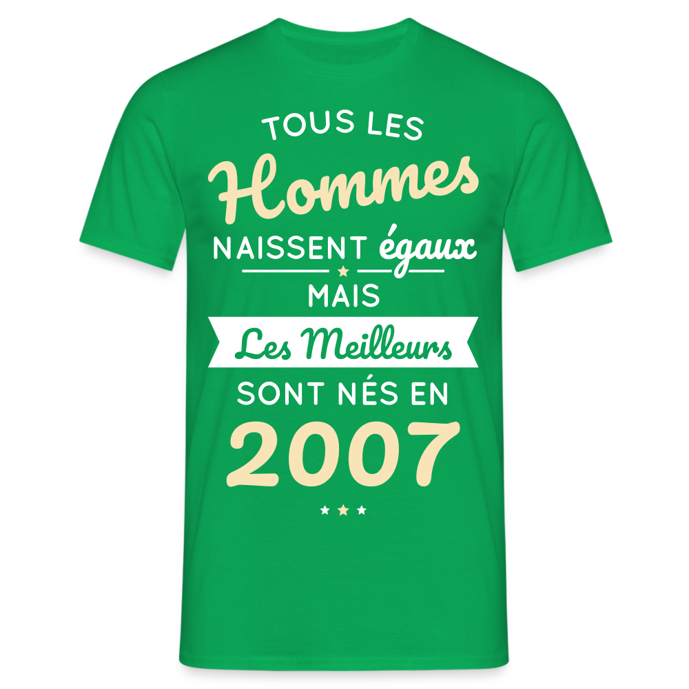 T-shirt Homme - Anniversaire 18 Ans - Les meilleurs sont nés en 2007 - vert