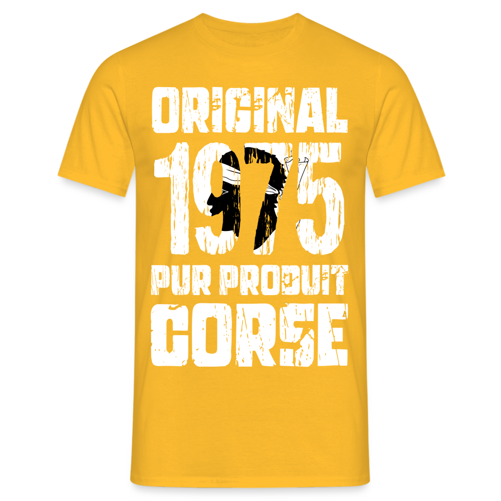 T-shirt Homme - Anniversaire 50 Ans - Original 1975 - Pur produit Corse - jaune