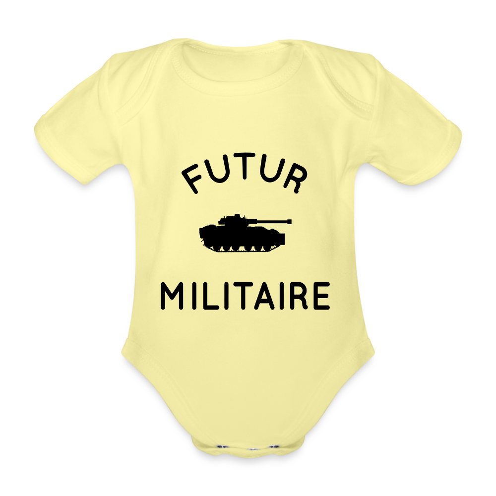 Body Bébé bio manches courtes - Futur militaire - jaune délavé