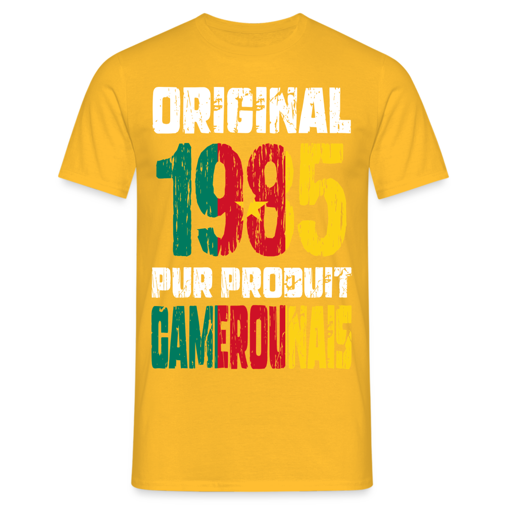 T-shirt Homme - Anniversaire 40 Ans - Original 1985 - Pur produit Camerounais - jaune