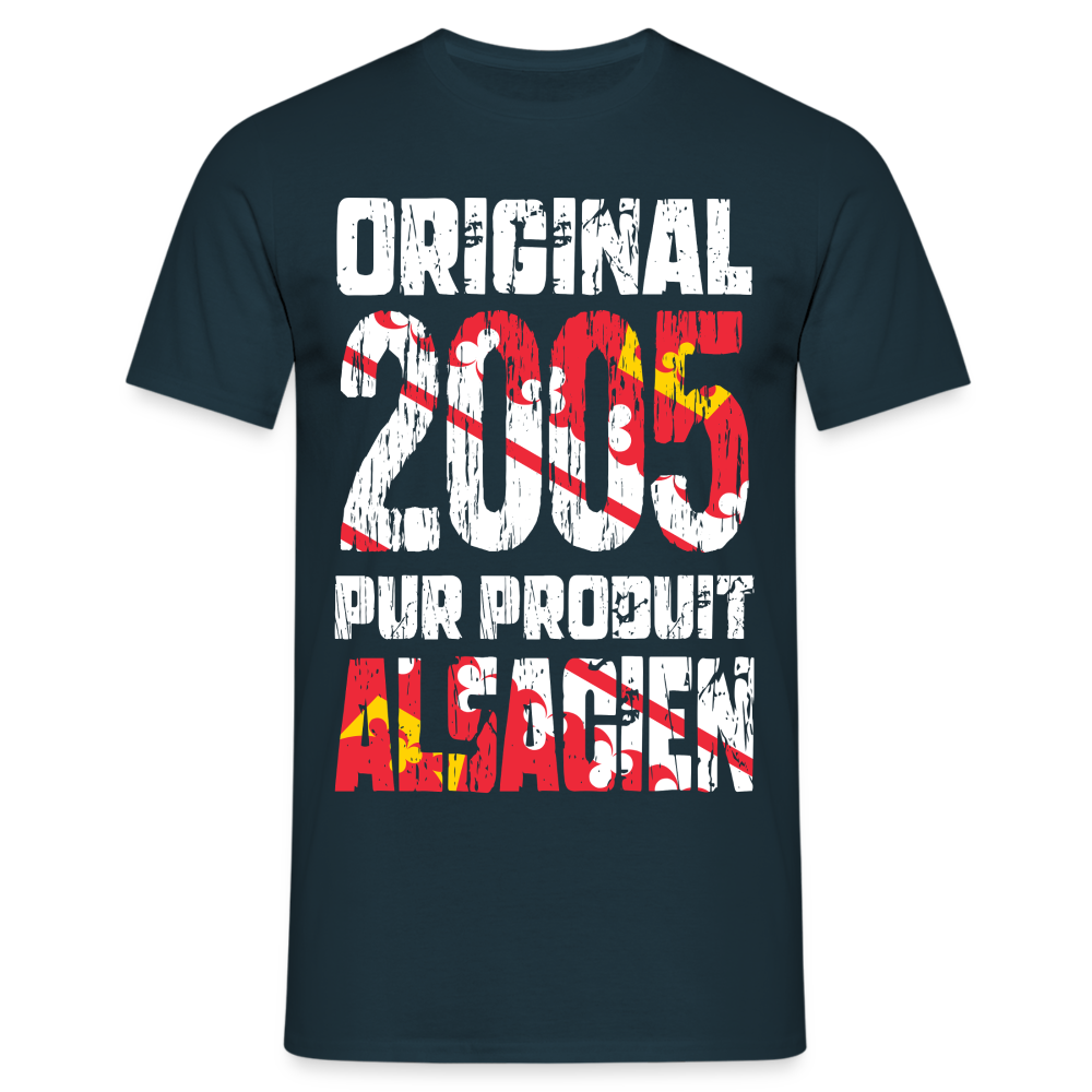 T-shirt Homme - Anniversaire 20 Ans - Original 2005 - Pur produit Alsacien - marine