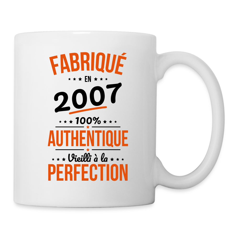 Mug blanc - Anniversaire 18 Ans - Fabriqué en 2007 - blanc