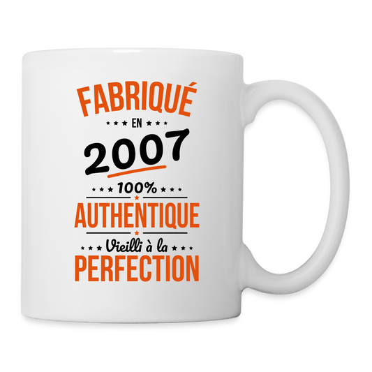 Mug blanc - Anniversaire 18 Ans - Fabriqué en 2007 - blanc