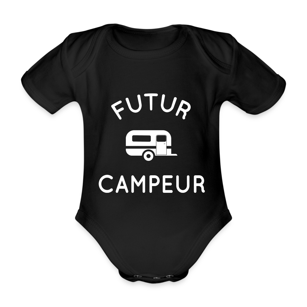 Body Bébé bio manches courtes - Futur campeur - noir