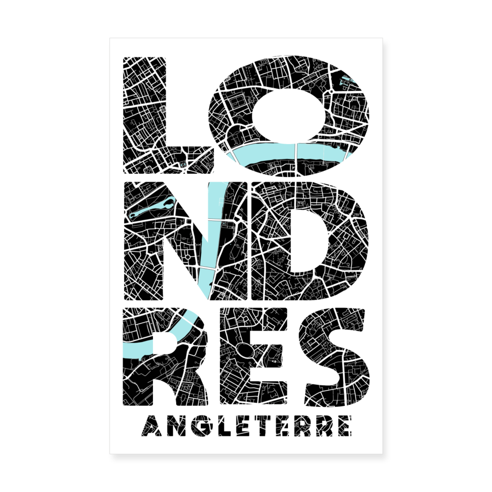 Poster Londres - Plan Londres - 20 x 30 cm - blanc