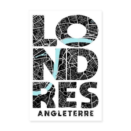 Poster Londres - Plan Londres - 20 x 30 cm - blanc