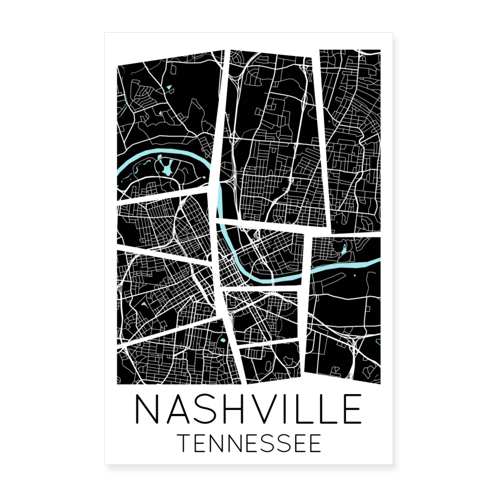 Poster Nashville - Plan Nashville - 60 x 90 cm - blanc