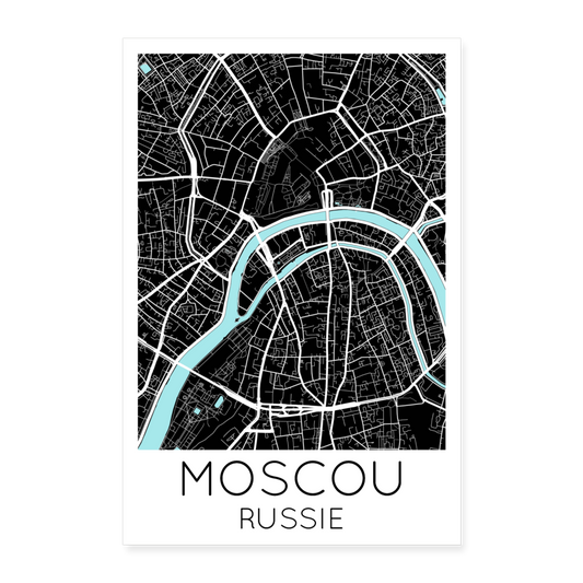 Poster Moscou - Plan Moscou - 60 x 90 cm - blanc