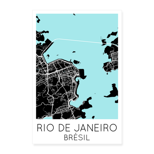 Poster Rio de Janeiro - Plan Rio de Janeiro - 60 x 90 cm - blanc