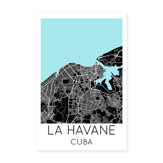 Poster La Havane - Plan La Havane - 20 x 30 cm - blanc