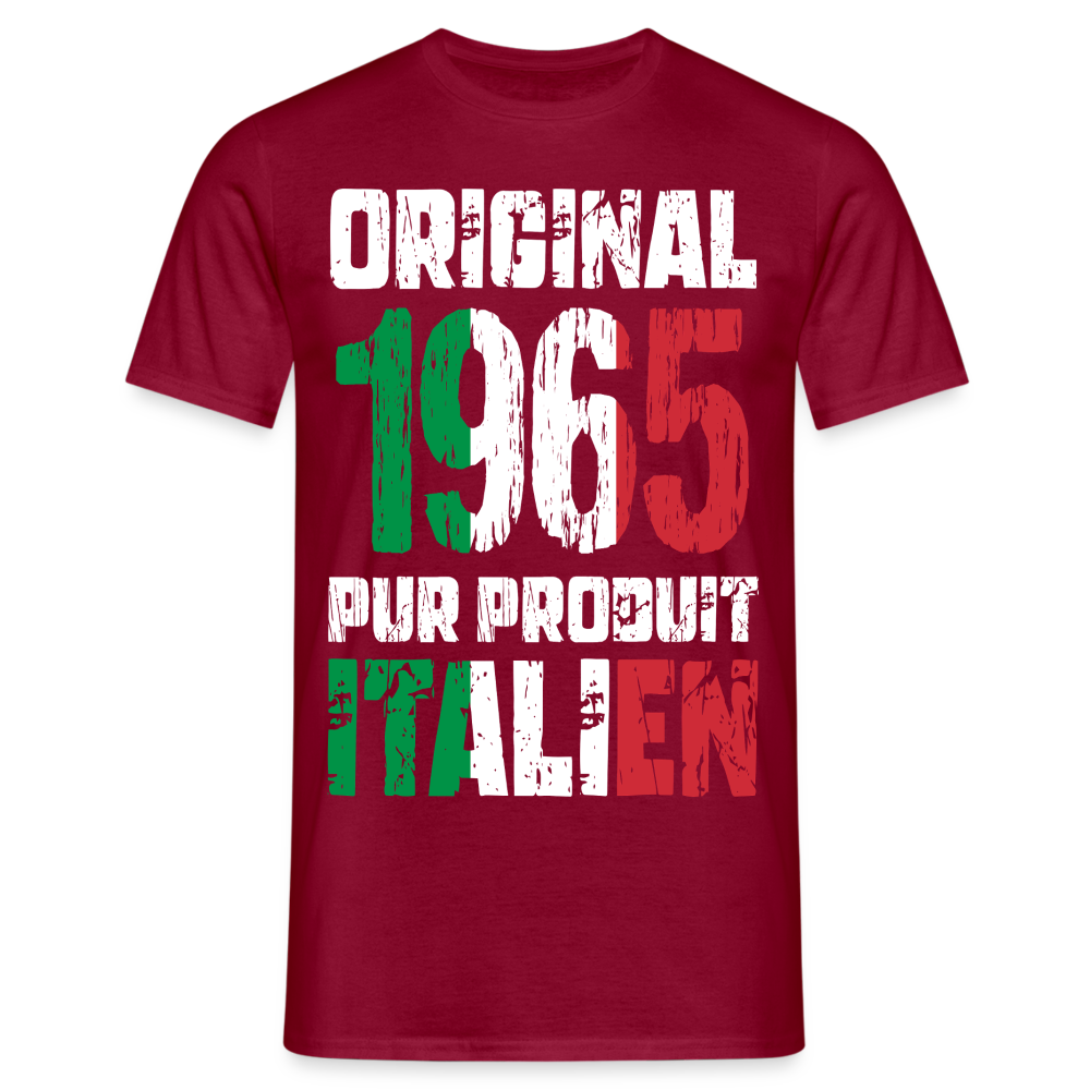 T-shirt Homme - Anniversaire 60 Ans - Original 1965 - Pur produit Italien - rouge brique