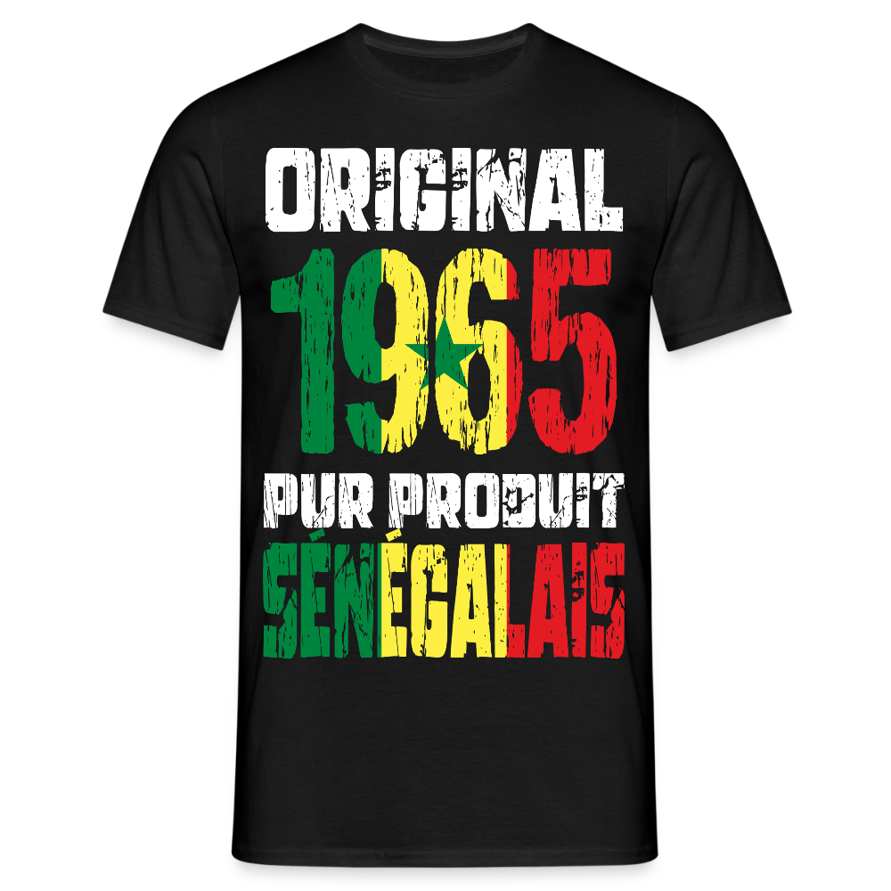 T-shirt Homme - Anniversaire 60 Ans - Original 1965 - Pur produit Sénégalais - noir