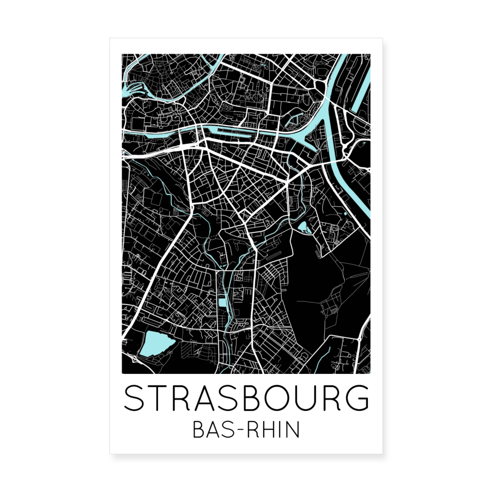 Poster Strasbourg - Plan Strasbourg - 20 x 30 cm - blanc