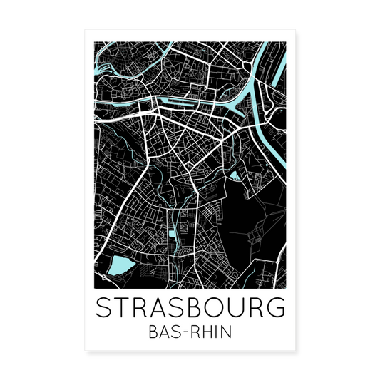 Poster Strasbourg - Plan Strasbourg - 20 x 30 cm - blanc