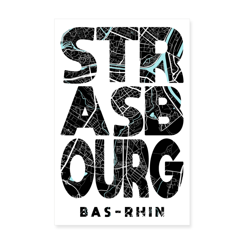 Poster Strasbourg - Plan Strasbourg - 20 x 30 cm - blanc