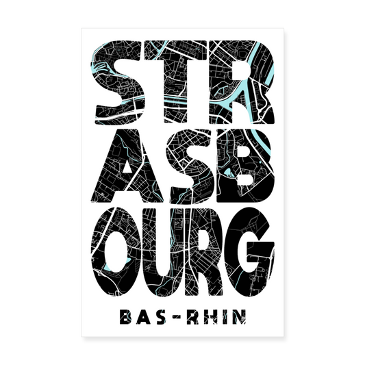 Poster Strasbourg - Plan Strasbourg - 20 x 30 cm - blanc