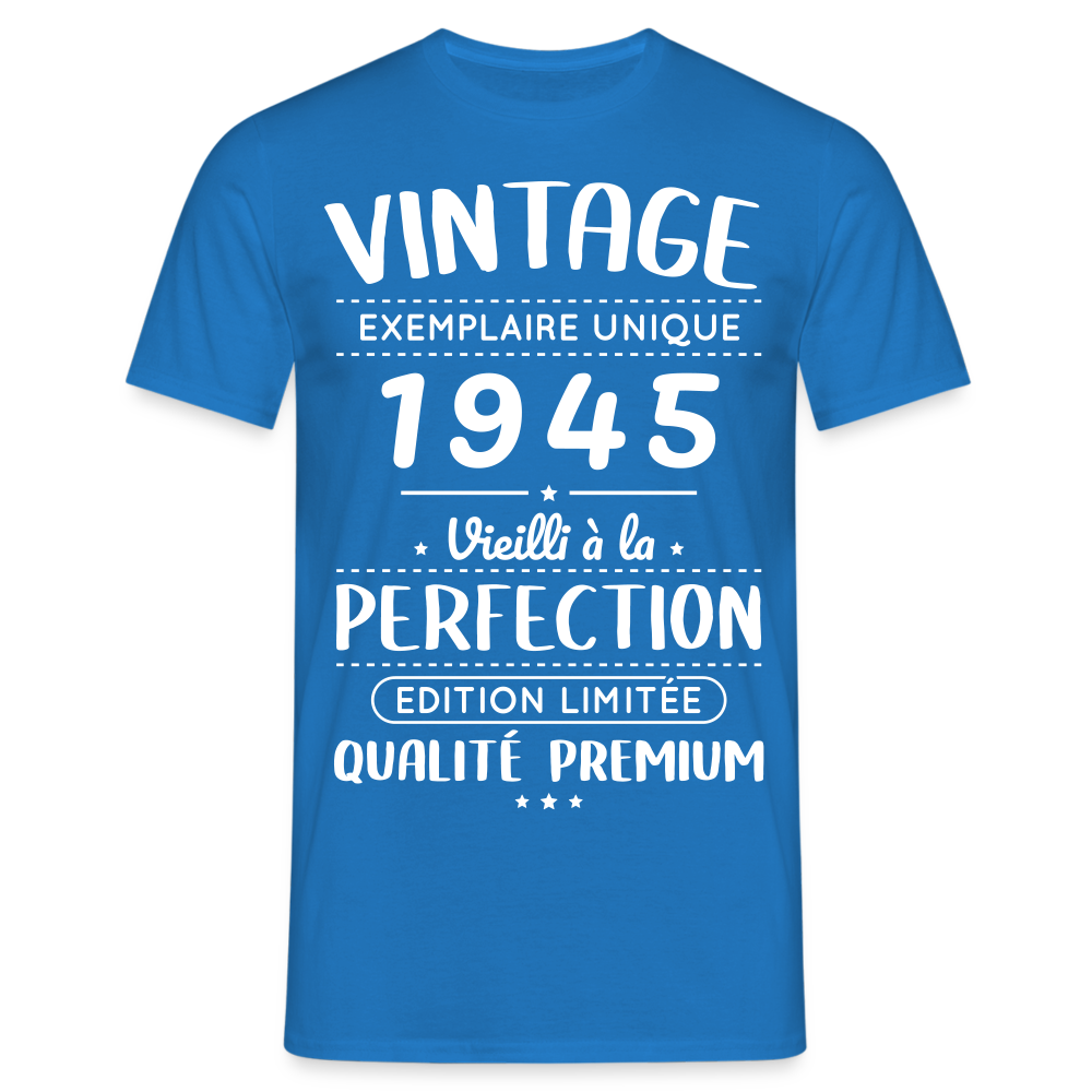 T-shirt Homme - Anniversaire 80 Ans - Vintage 1945 - bleu royal