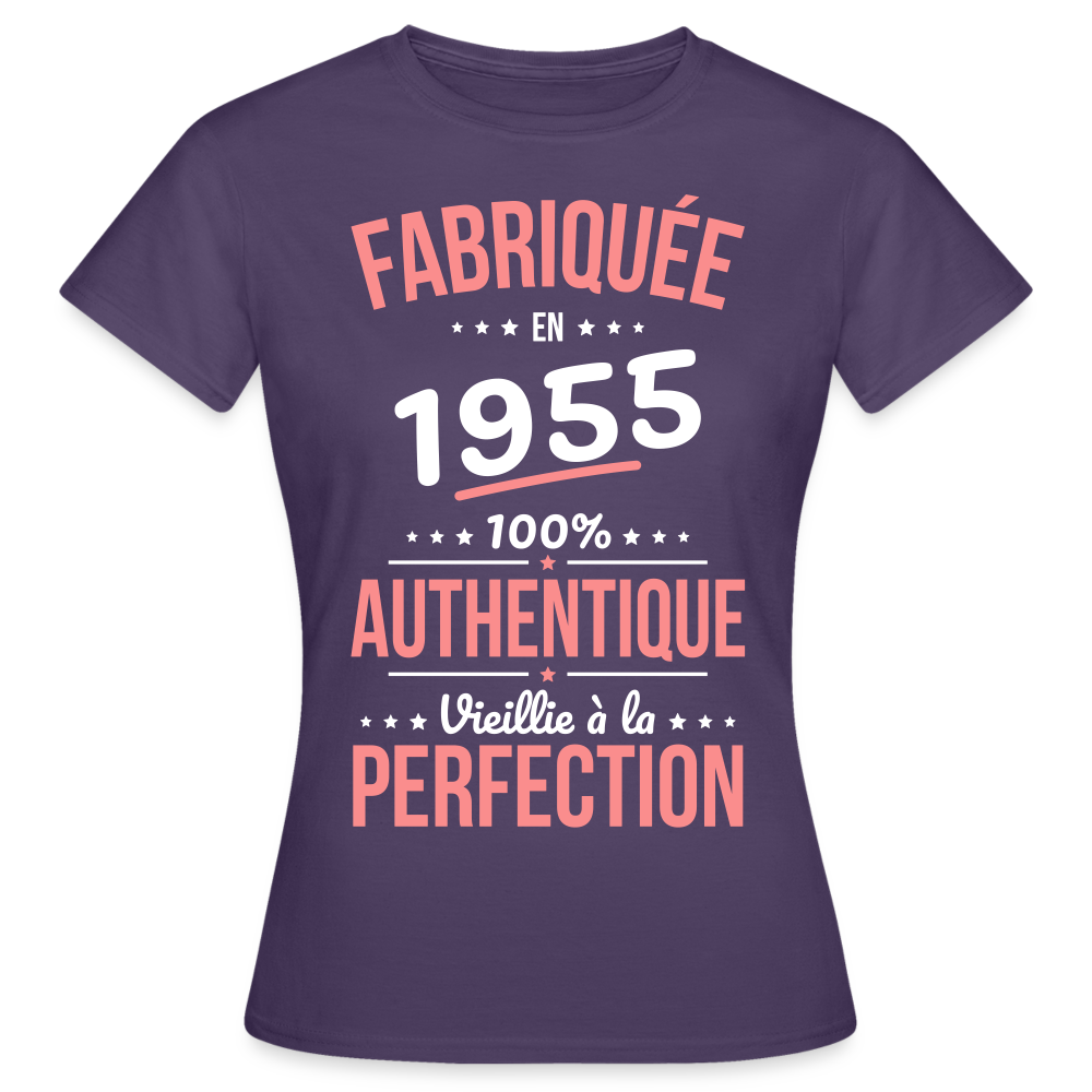 T-shirt Femme - Anniversaire 70 Ans - Fabriquée en 1955 - violet foncé