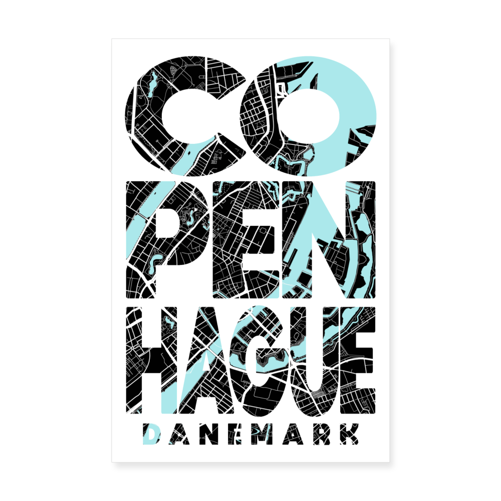 Poster Copenhague - Plan Copenhague - 20 x 30 cm - blanc