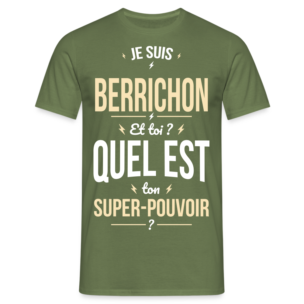 T-shirt Homme - Je suis Berrichon - Super-pouvoir - vert militaire