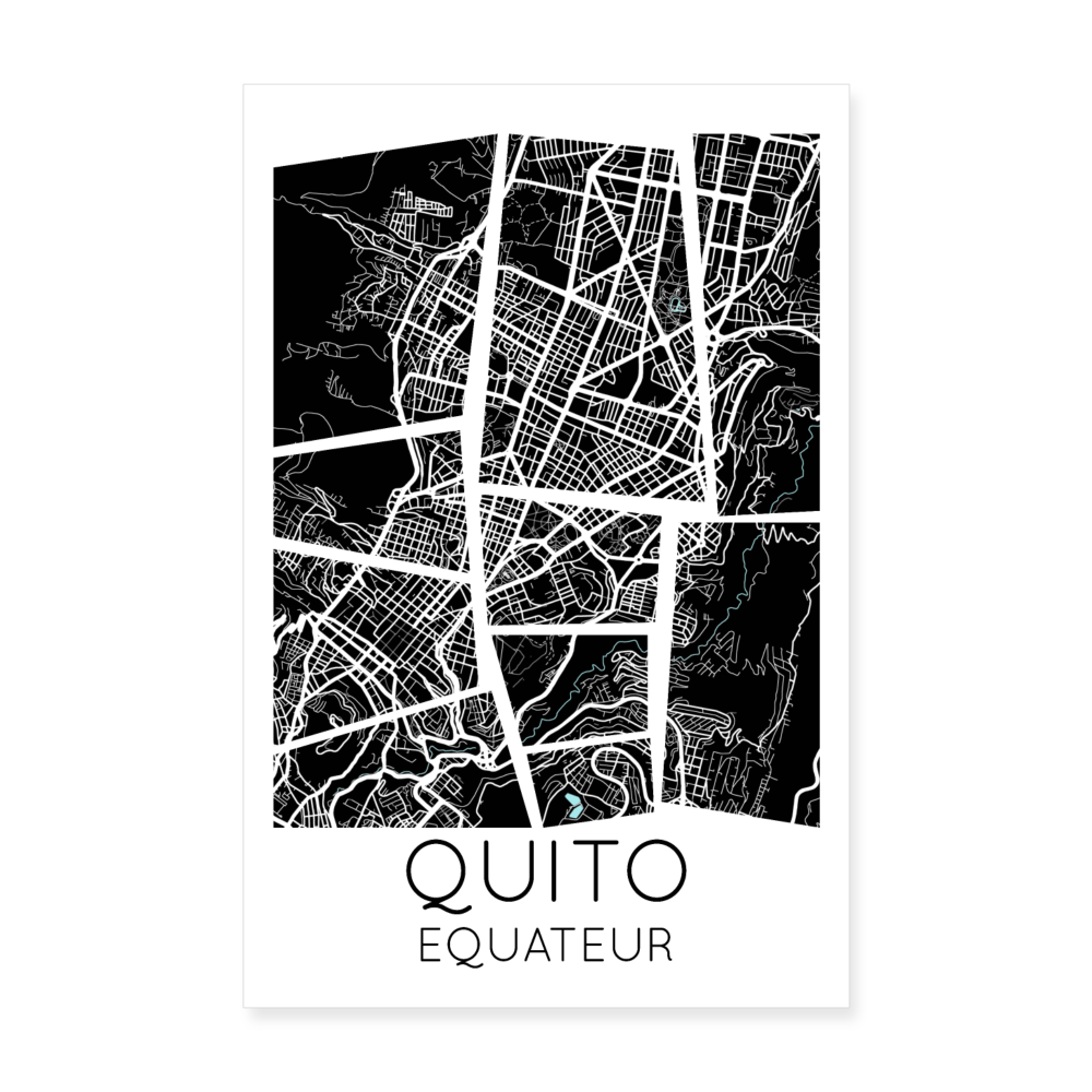 Poster Quito - Plan Quito - 20 x 30 cm - blanc