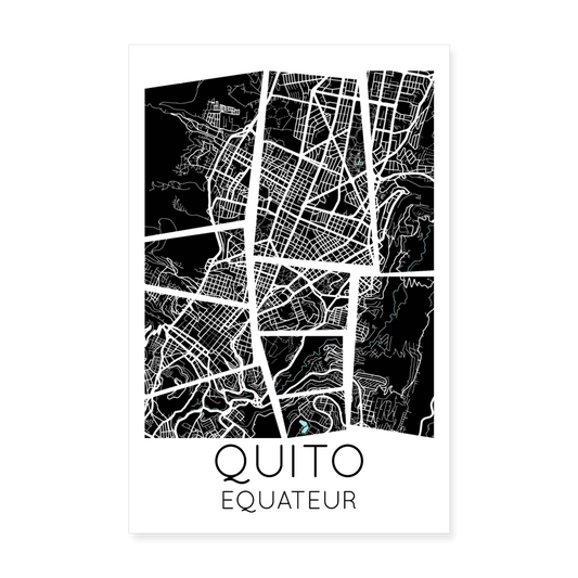 Poster Quito - Plan Quito - 20 x 30 cm - blanc