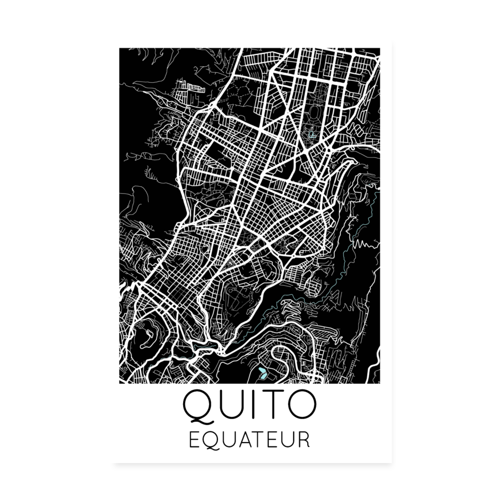 Poster Quito - Plan Quito - 20 x 30 cm - blanc