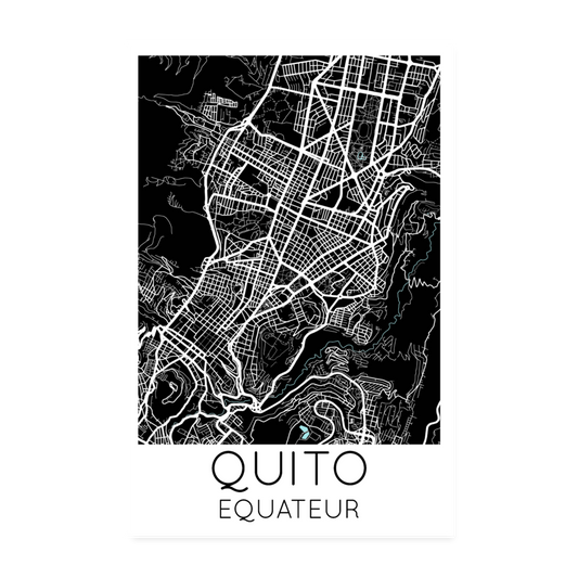 Poster Quito - Plan Quito - 20 x 30 cm - blanc