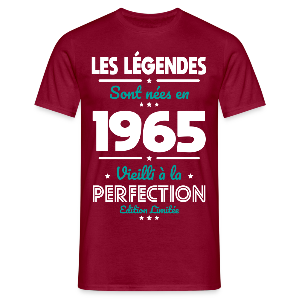 T-shirt Homme - Anniversaire 60 Ans - Les Légendes sont nées en 1965 - rouge brique