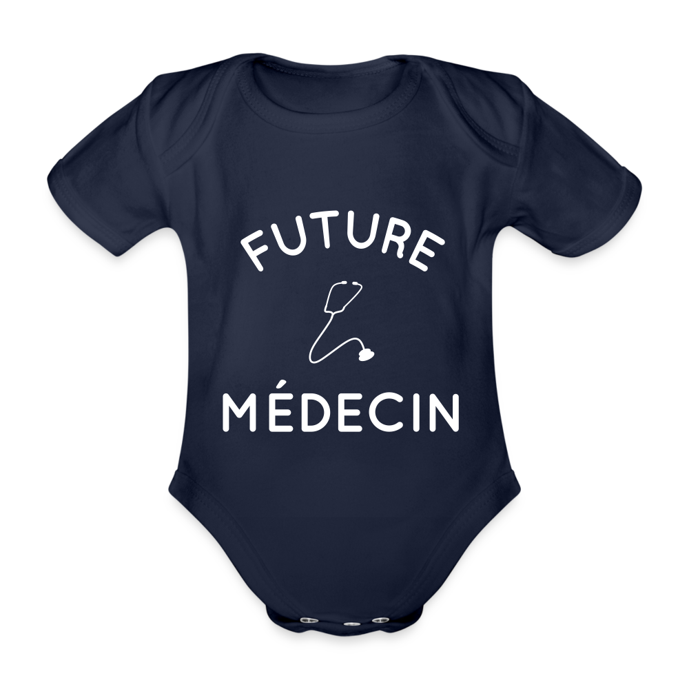 Body Bébé bio manches courtes - Future médecin - marine foncé