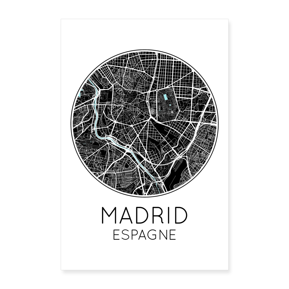 Poster Madrid - Plan Madrid - 60 x 90 cm - blanc