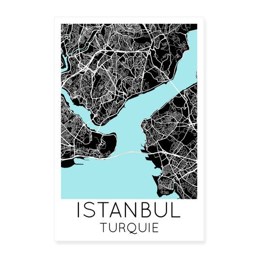 Poster Istanbul - Plan Istanbul - 40 x 60 cm - blanc