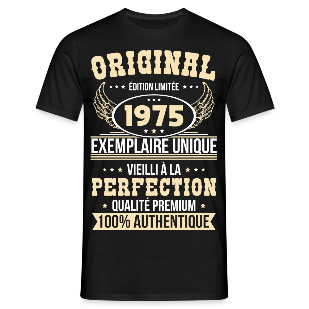 T-shirt Homme - Anniversaire 50 Ans - Original 1975 - noir