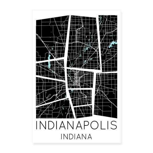 Poster Indianapolis - Plan Indianapolis - 40 x 60 cm - blanc