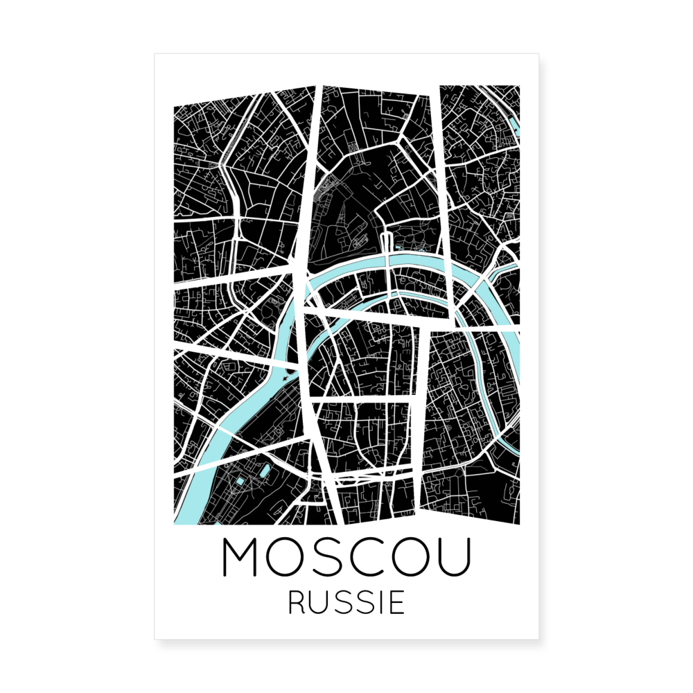 Poster Moscou - Plan Moscou - 20 x 30 cm - blanc