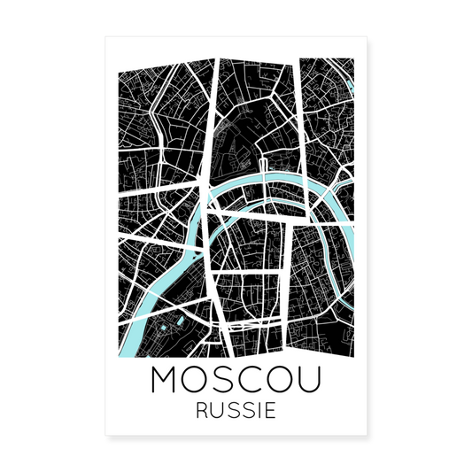 Poster Moscou - Plan Moscou - 20 x 30 cm - blanc