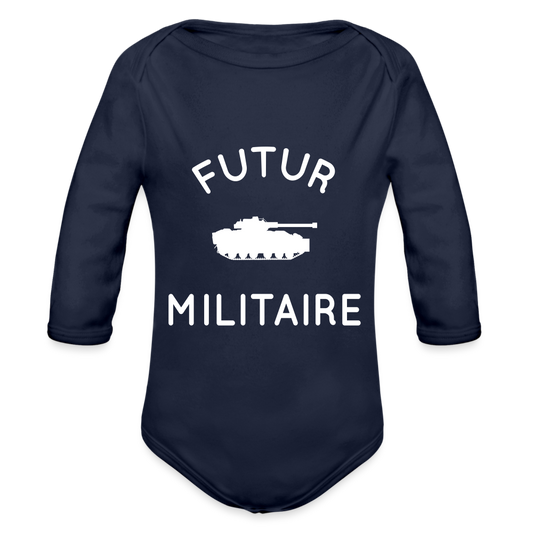 Body Bébé bio manches longues - Futur militaire - marine foncé