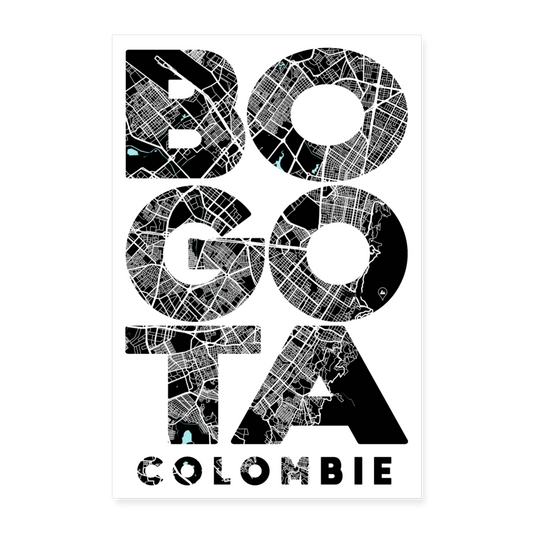 Poster Bogota - Plan Bogota - 60 x 90 cm - blanc