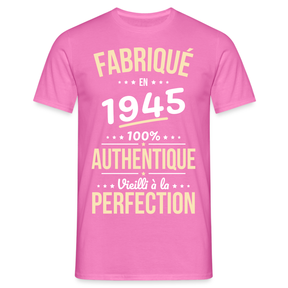 T-shirt Homme - Anniversaire 80 Ans - Fabriqué en 1945 - rose