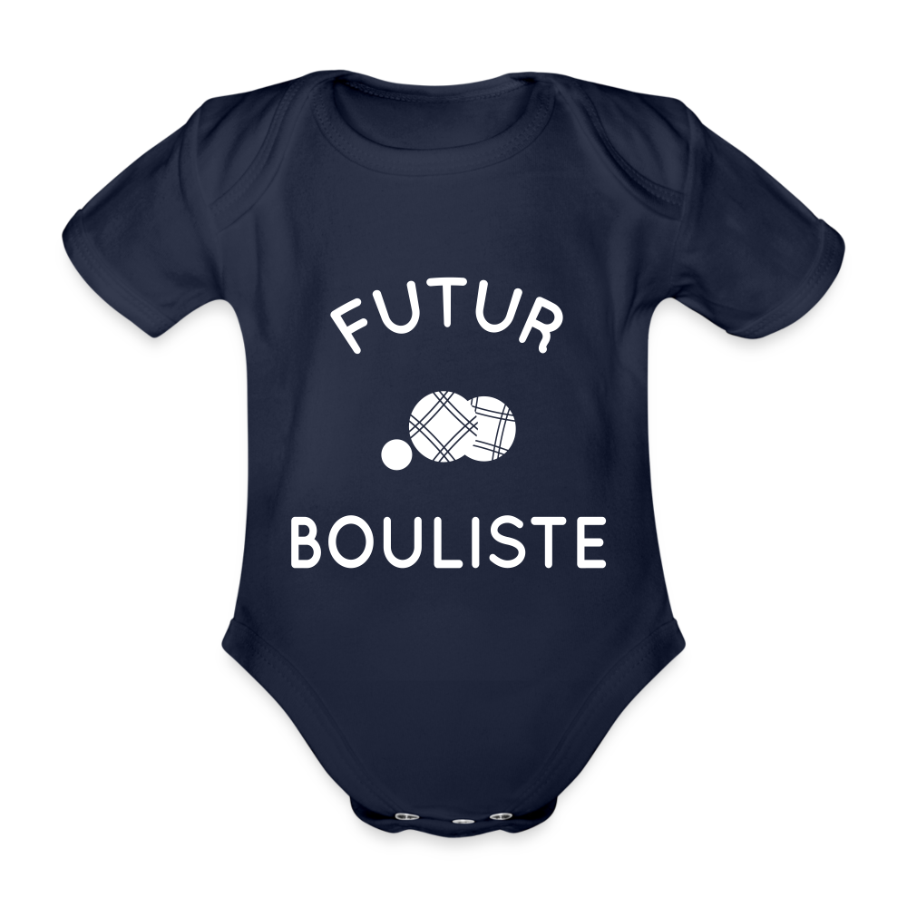 Body Bébé bio manches courtes - Futur bouliste - marine foncé