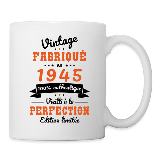 Mug blanc - Anniversaire 80 Ans - Vintage Fabriqué en 1945 - blanc