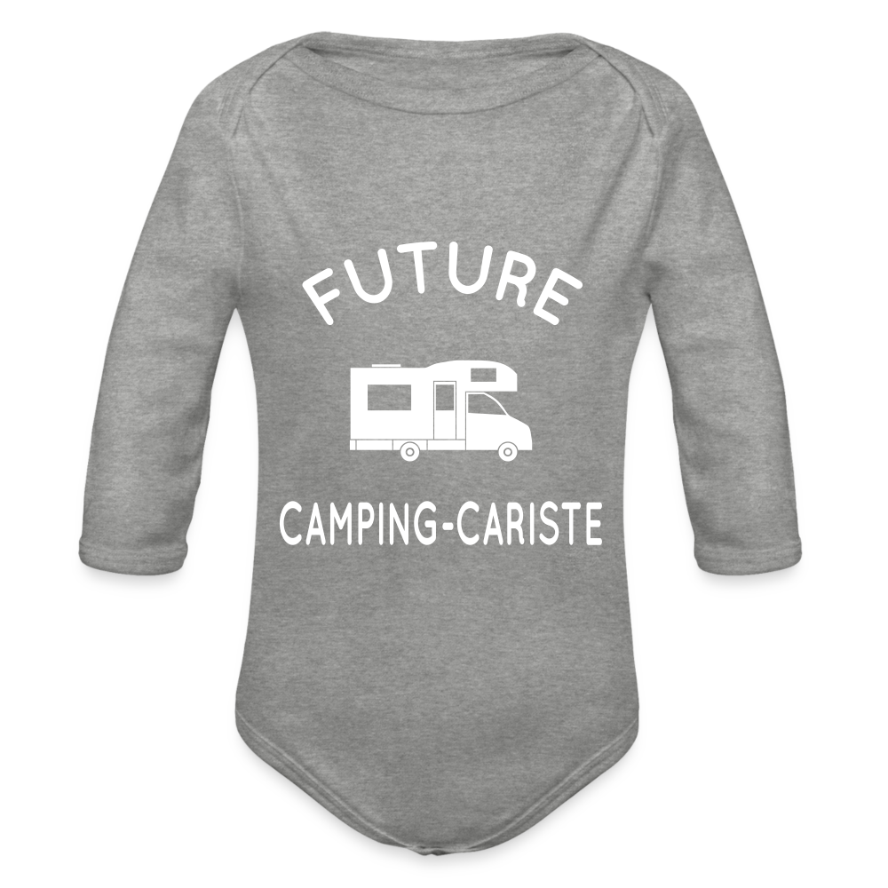 Body Bébé bio manches longues - Future camping-cariste - gris chiné