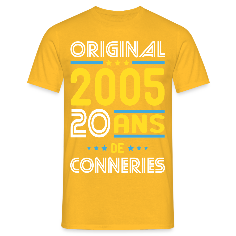 T-shirt Homme - Anniversaire 20 Ans - Original 2005 - Conneries - jaune