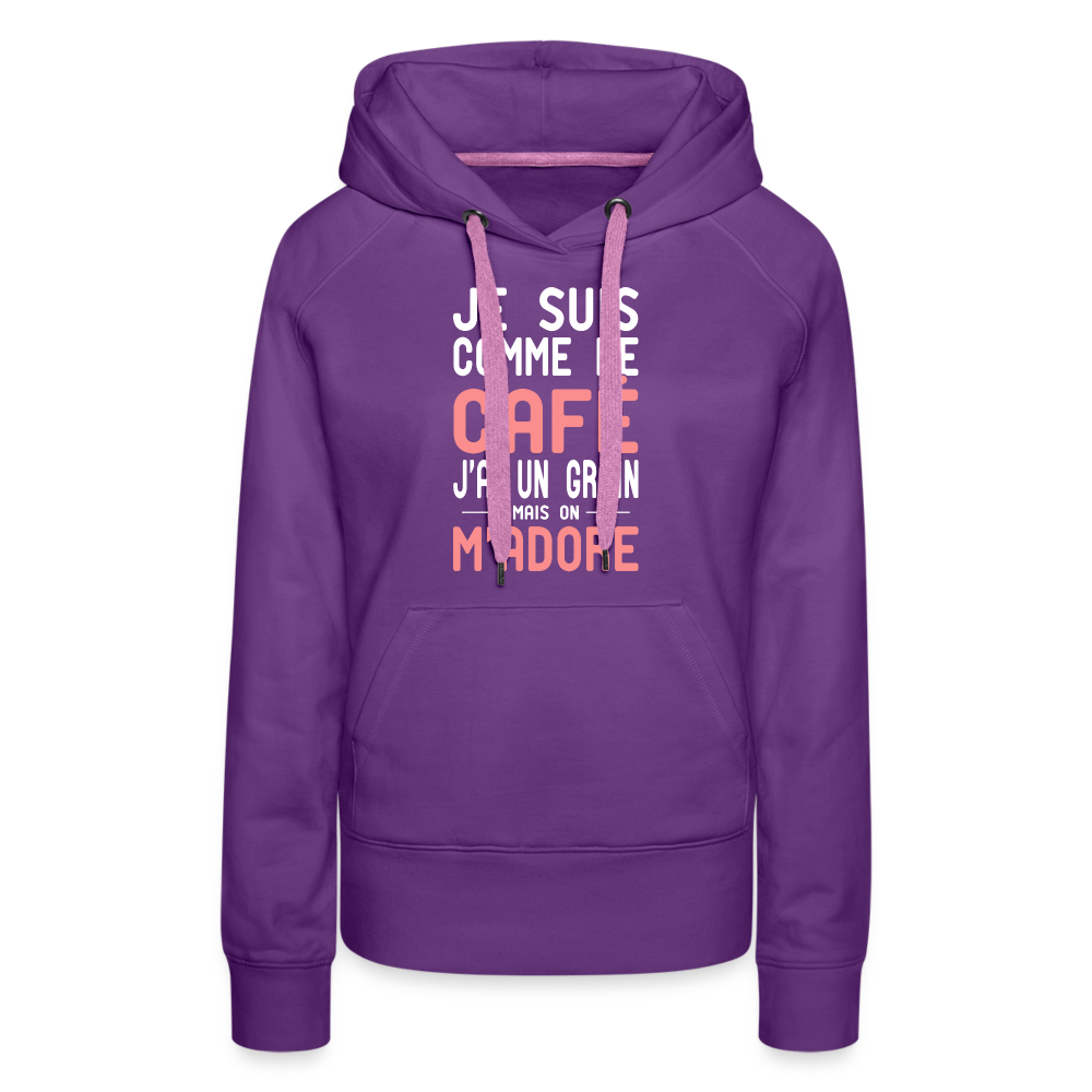 Sweat à capuche Premium Femme - J'ai un grain - violet