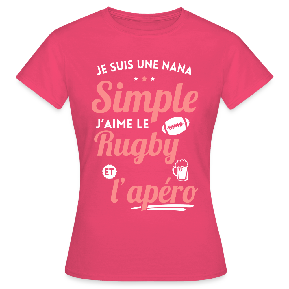 T-shirt Femme - J'aime le  rugby et l'apéro - rose azalée