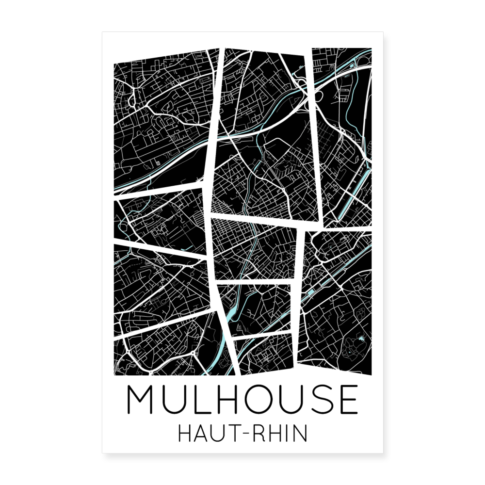 Poster Mulhouse - Plan Mulhouse - 40 x 60 cm - blanc