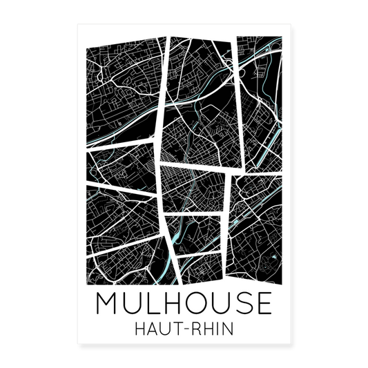 Poster Mulhouse - Plan Mulhouse - 40 x 60 cm - blanc