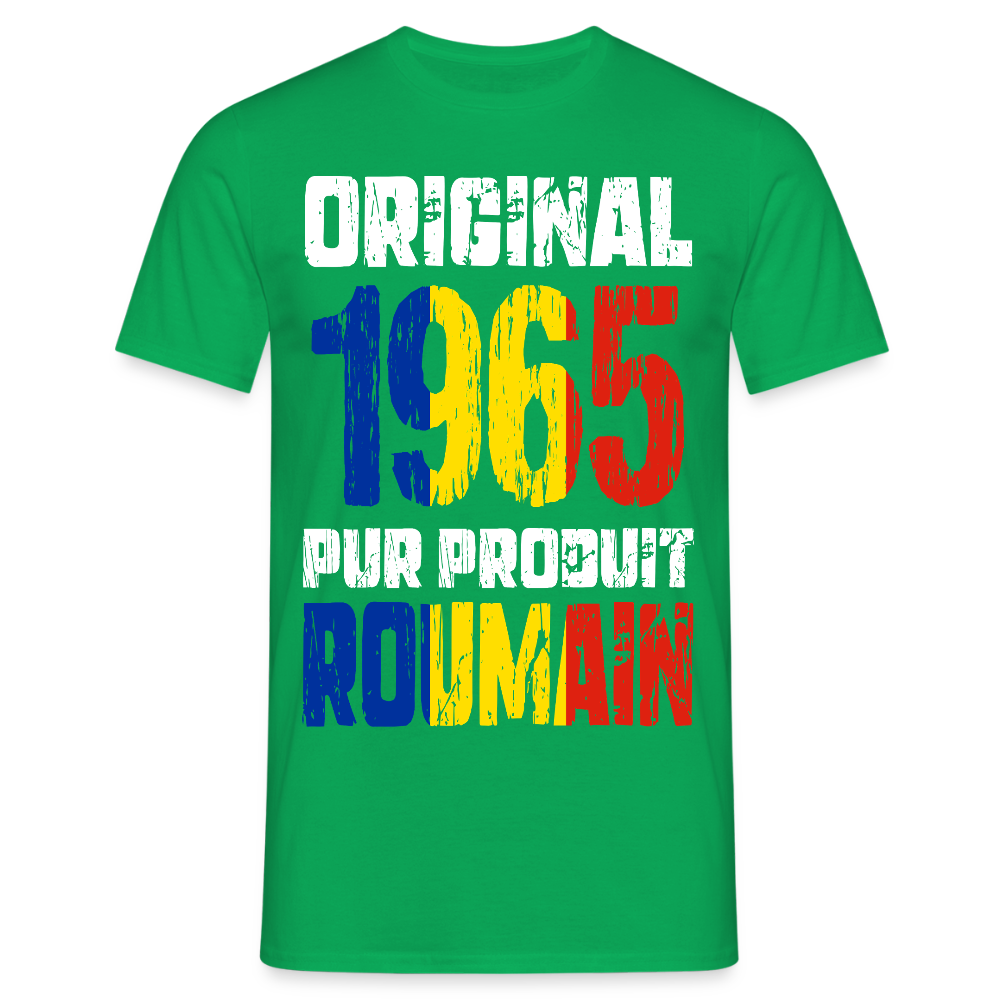 T-shirt Homme - Anniversaire 60 Ans - Original 1965 - Pur produit Roumain - vert