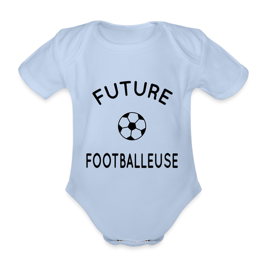 Body Bébé bio manches courtes - Future footballeuse - ciel