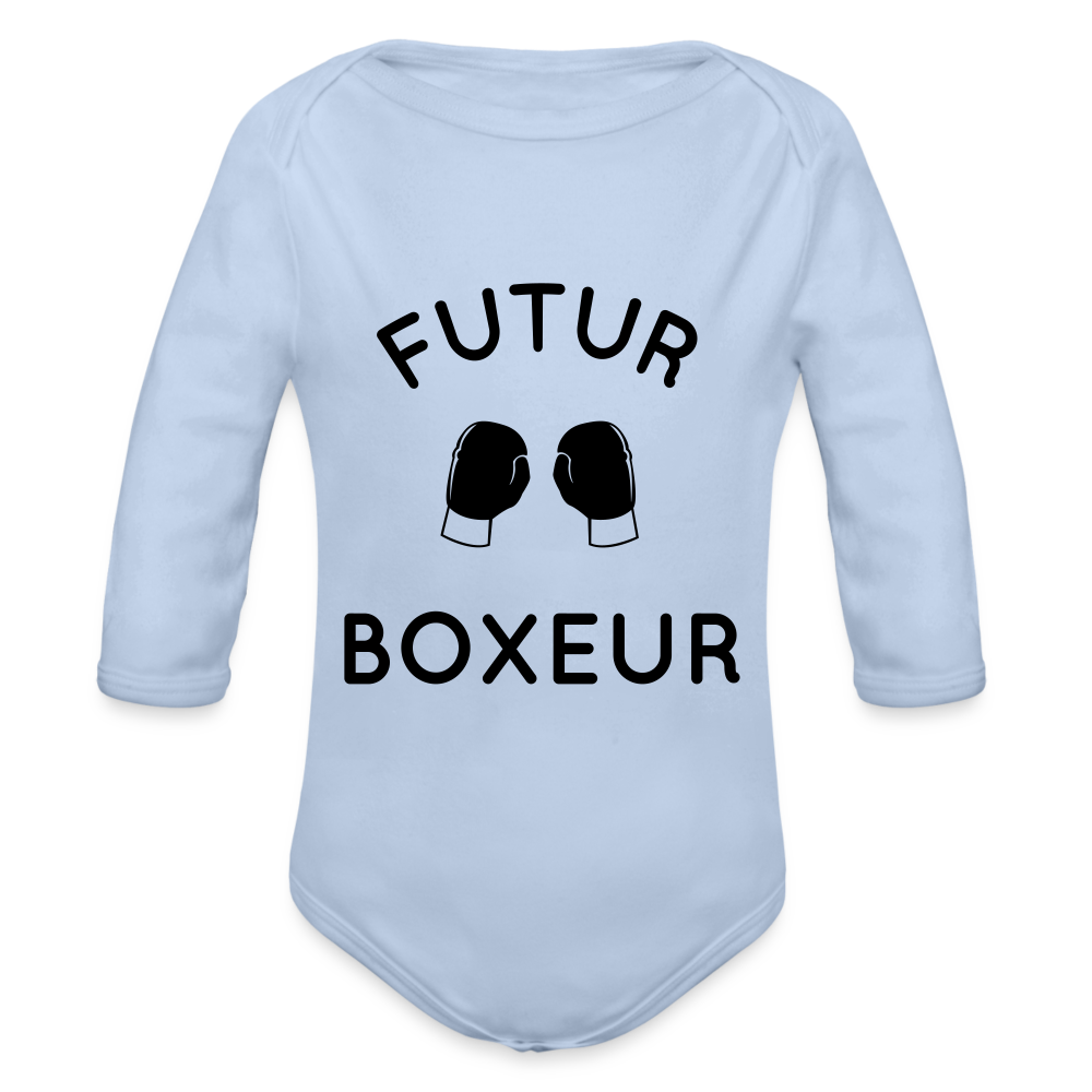 Body Bébé bio manches longues - Futur boxeur - ciel